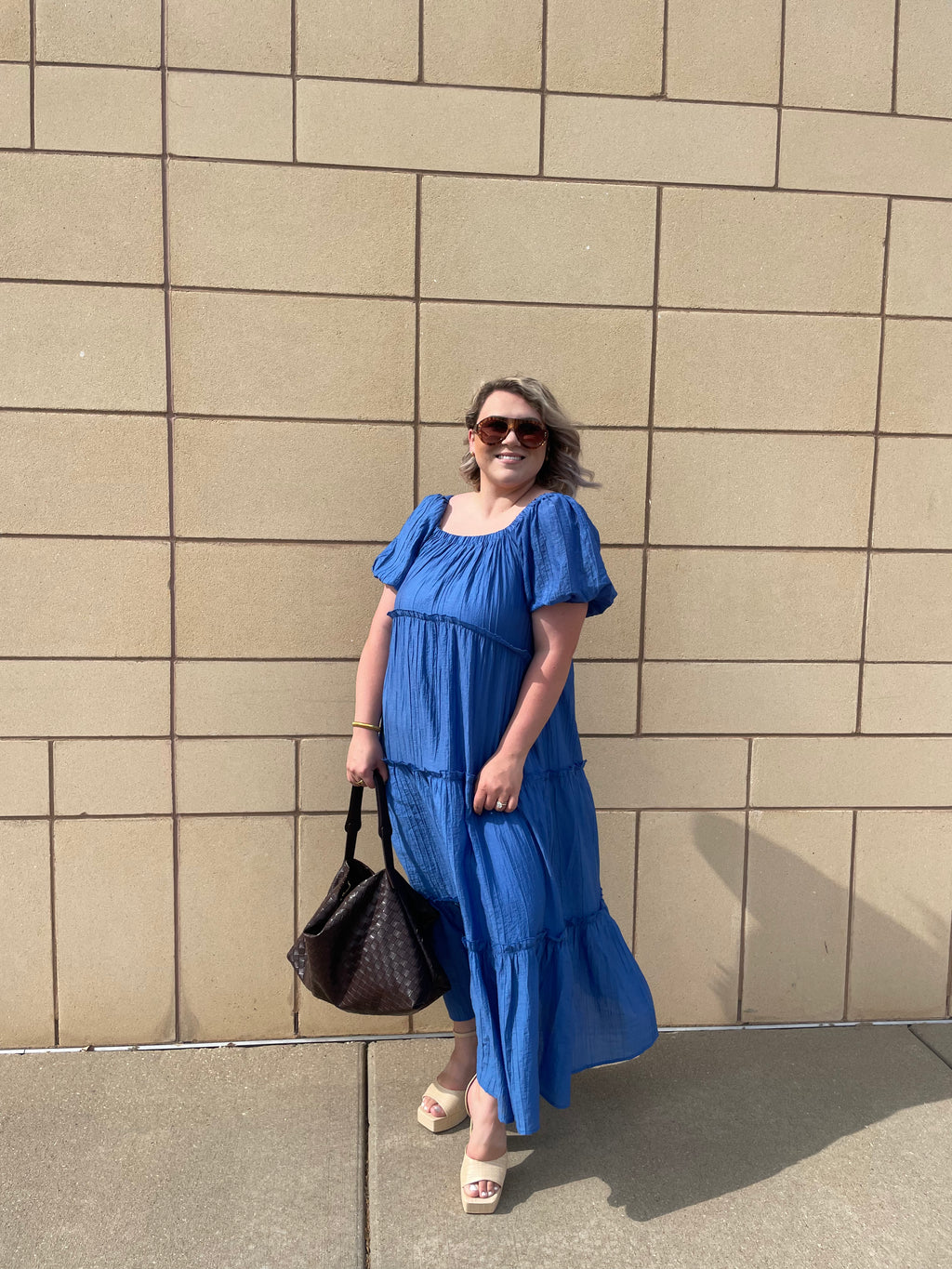 Umgee Textured Tiered Midi Dress