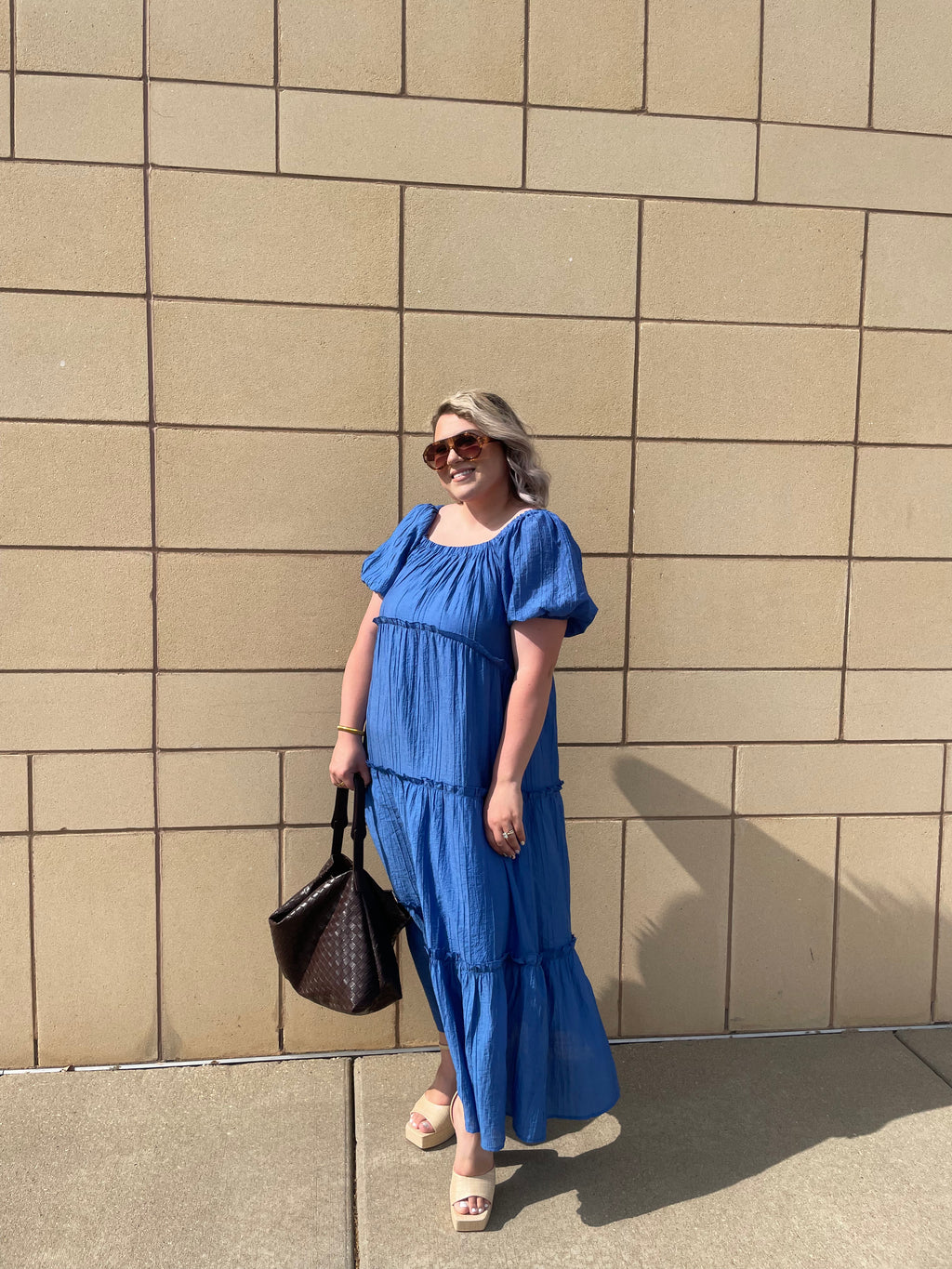 Umgee Textured Tiered Midi Dress
