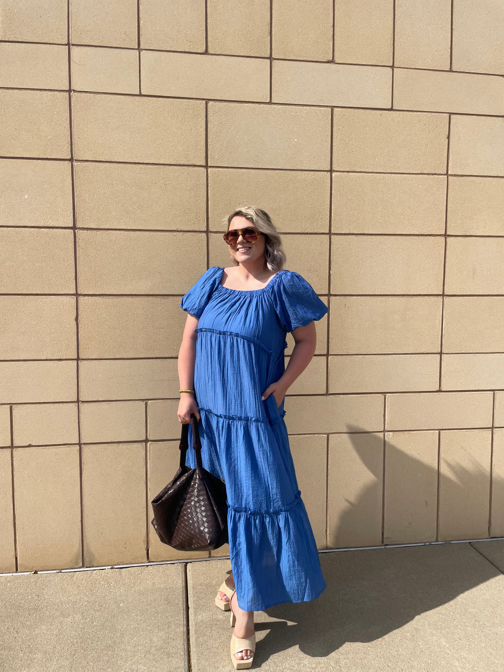 Umgee Textured Tiered Midi Dress