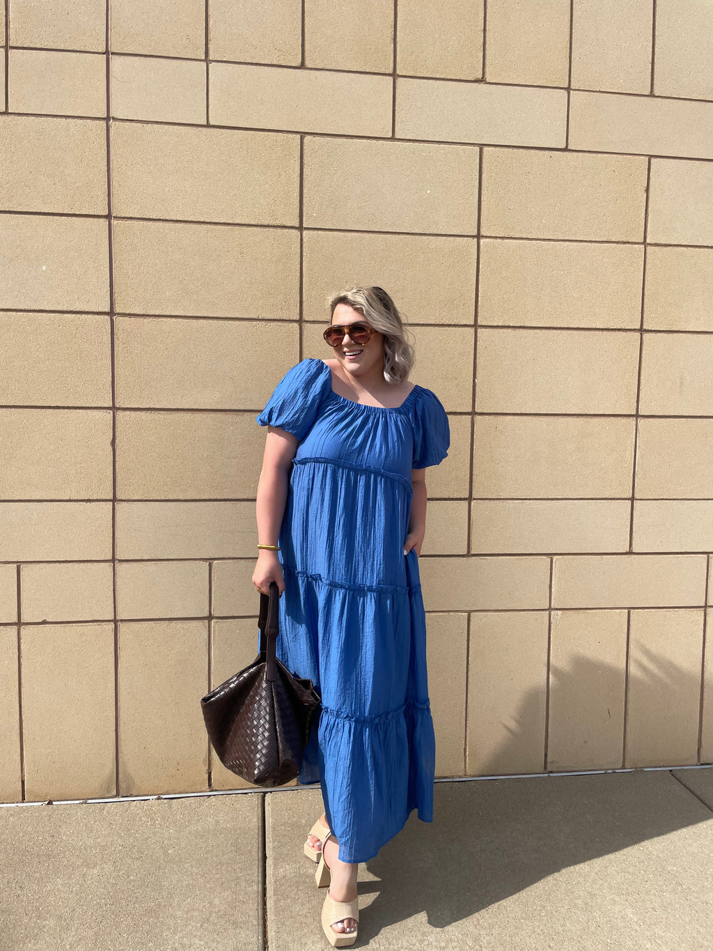 Umgee Textured Tiered Midi Dress