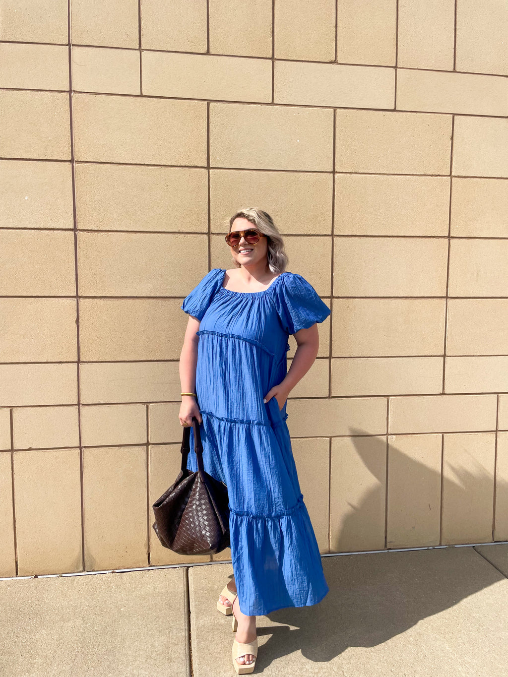 Umgee Textured Tiered Midi Dress